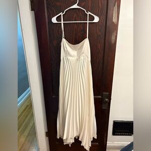 Abercrombie & Fitch Cream Pleated Maxi Sundress